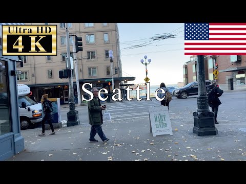 🇺🇸Seattle Walk 4K 60fps - Downtown in the early morning -