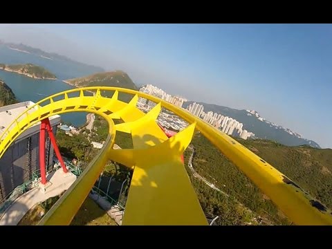 Hair Raiser Roller Coaster POV Ocean Park Hong Kong B&M Floorless On-Ride