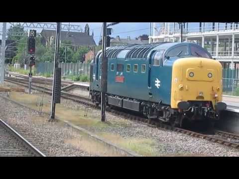 Deltic 55002 The Kings Own Yorkshire Light Infantry at York (22 June 2013).avi