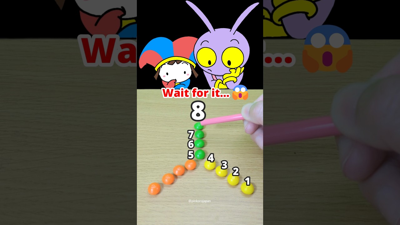 Wait for it… 😱infinite candy trick!! JAX & POMNI reaction :🤯#magic #tricks #illusion #reaction