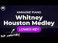 Whitney Houston Medley Lower Key HD Piano Karaoke With Lyrics