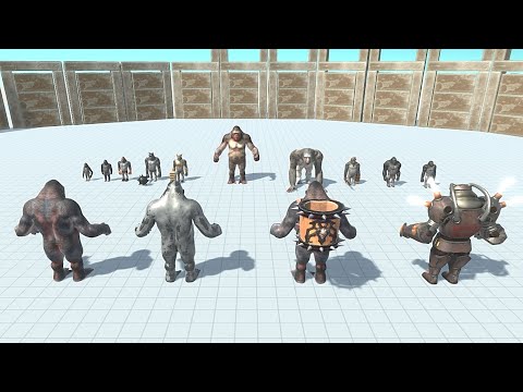 Mutant Primates with old goro vs 4 Boss - Animal Revolt Battle Simulator