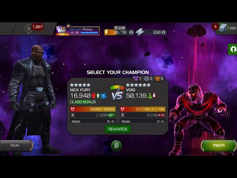 Cavalier difficulty - Void Boss takedown w/ Nick Fury - Bane, Arrogance node | MCOC