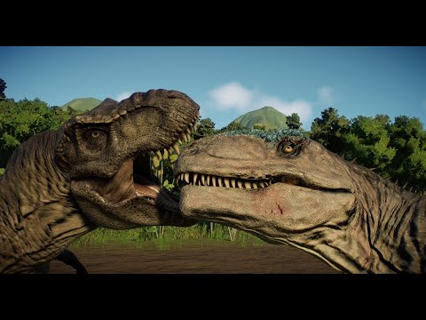 T-REX VS GIGANOTOSAURUS - Jurassic World Evolution 2