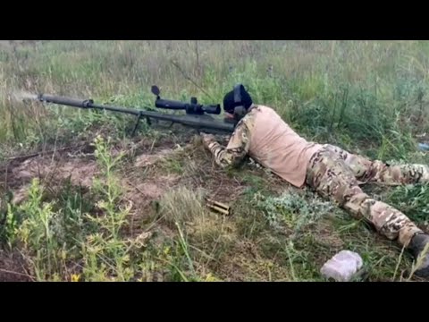 Ukraine's own Snipex T-Rex "ТРЕМБІТА" anti-materiel rifle (from Kharkiv) fires on Russian targets
