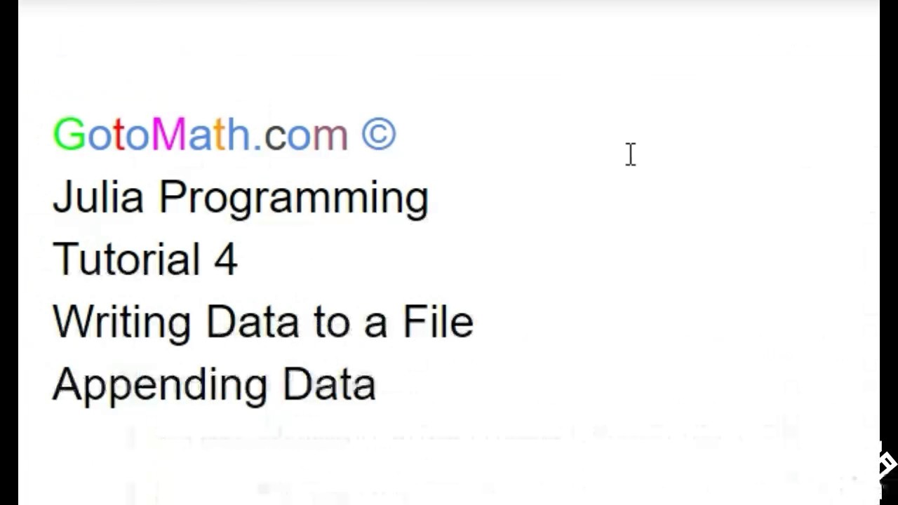 Julia Tutorial 4 part 2