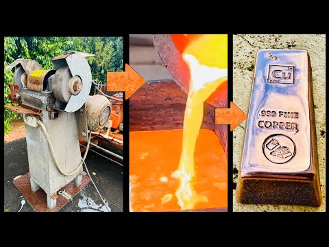 Copper Bullion 140KG Busted Grinder - ASMR Metal Melting- Trash To Treasure - Huge Copper Ingot