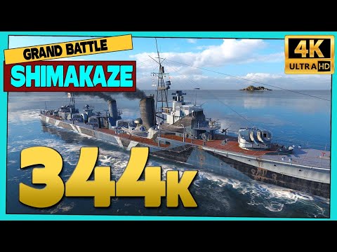 Destroyer Shimakaze in Grand Battle, 344k damage - World of Warships
