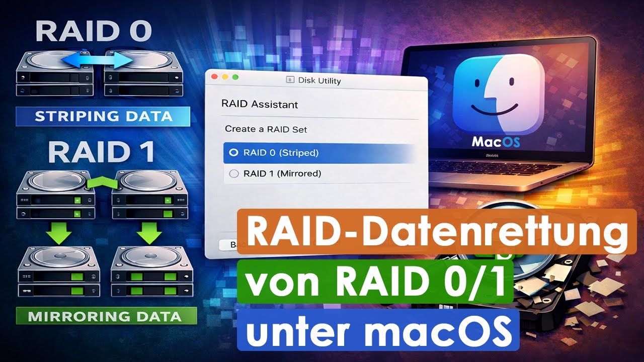 Wie man Daten von RAID 0/1 wiederherstellt, erstellt mit Disk Utility – RAID Assistant unter macOS Wie man Daten von RAID 0/1 wiederherstellt, erstellt mit Disk Utility – RAID Assistant unter macOS
