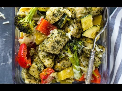 15 Minute Pesto Chicken and Veggies (low-carb, keto, paleo)