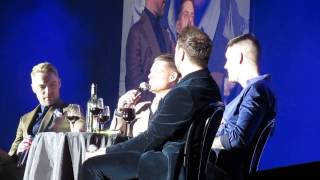 Boyzone Having a drink one stage talking about Stephen Cardiff 2013