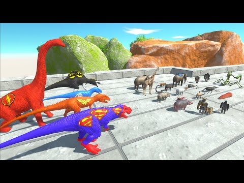 CHASE SPEED RACE ALL DINOSAURS SUPERHEROS TO EAT AN ANIMAL - Animal Revolt Battle Simulator