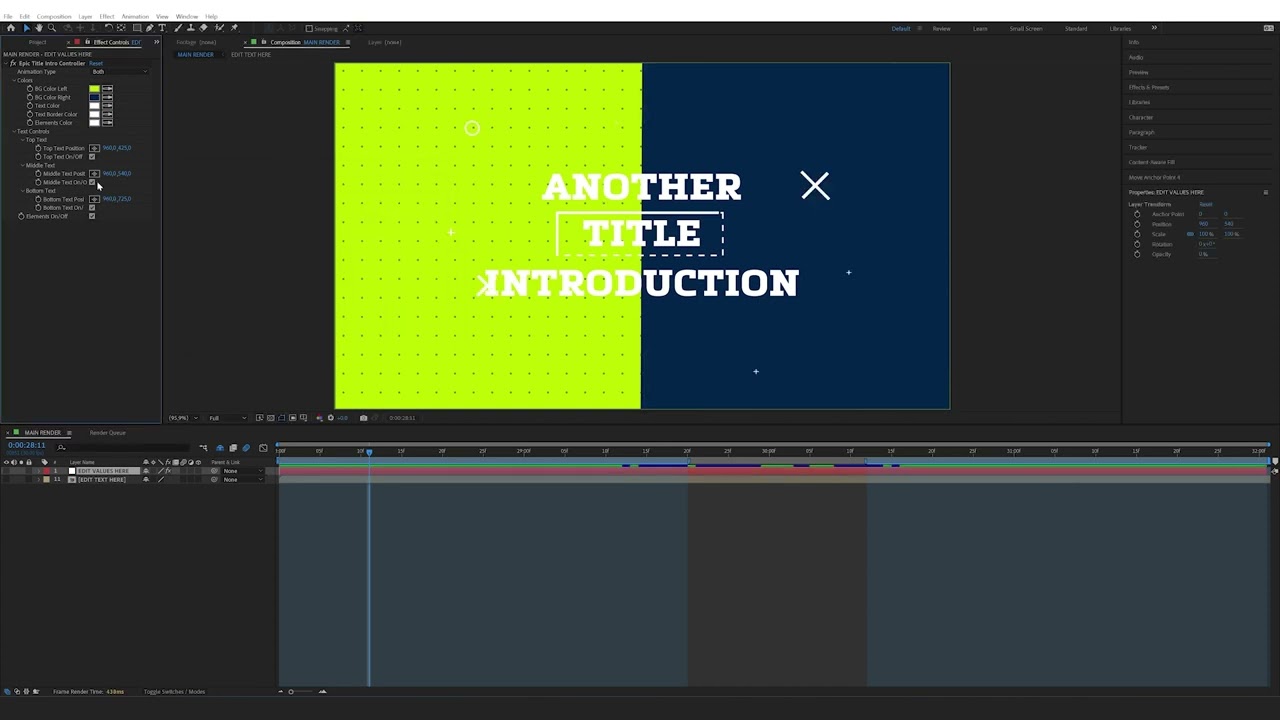 How to edit the Epic Urban Modern Title Intro in After Effects