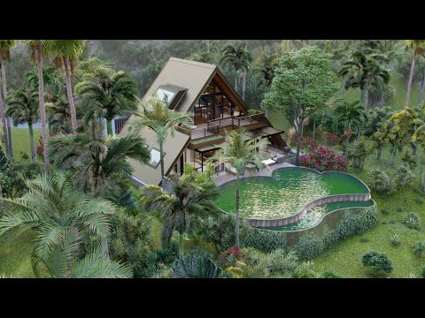 A-Frame House Design, Tropical House Design, Cabin in the forest, Small house, Iconic Design # 11