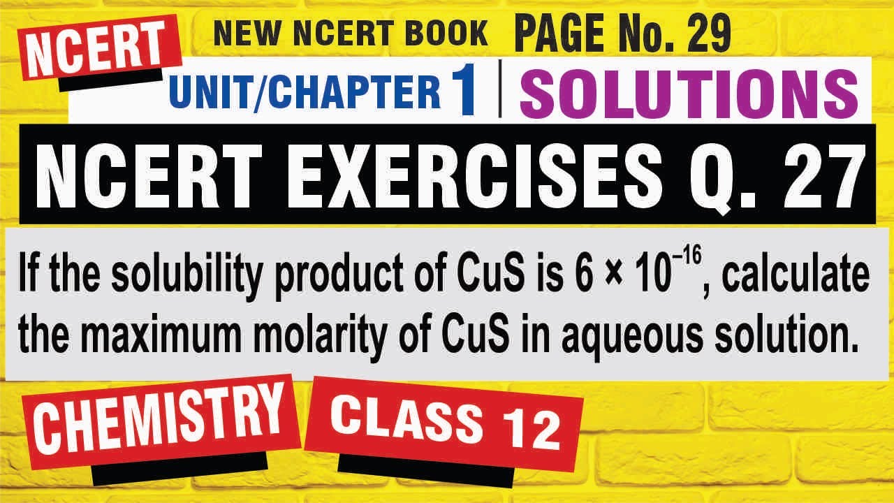 Q 27 | Exercise Question 20 Solution | NCERT Class 12 Chemistry | Chapter 1 solution | exercise 1.27