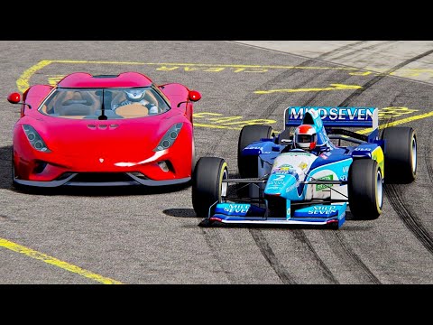 Benetton F1 1995 vs Koenigsegg Regera - Top Gear Track