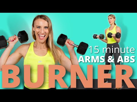 15 minute FULL STANDING Arms & Abs Workout with Dumbbells