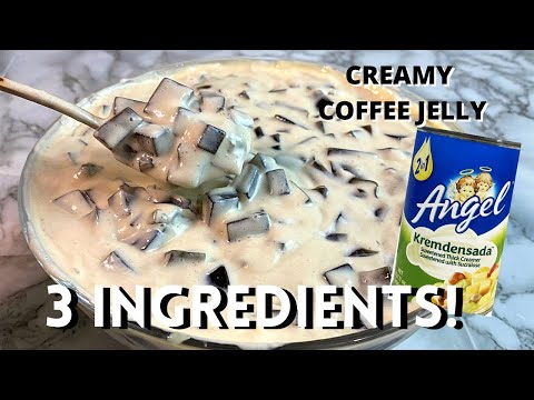 CREAMY COFFEE JELLY | 3 INGREDIENTS COFFEE JELLY RECIPE (No Sugar, No Evaporated Milk)