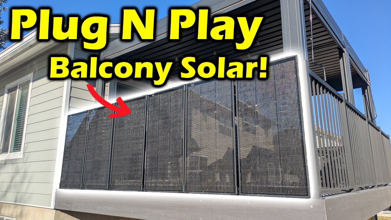 Plug-in balcony solar panels on a home deck railing