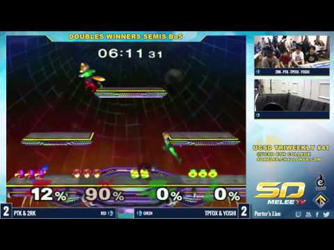 UCSD Triweekly #41 - PTK & 2RK vs TpFox & Yoshi - SSBM Winners Semis - Melee