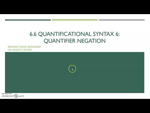 6.6a Quantificational Syntax 6: Quantifier Negation
