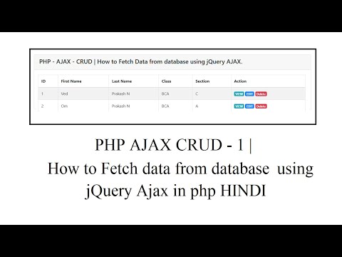 Learn PHP AJAX CRUD 1 | How to Fetch data from database using jquery ...