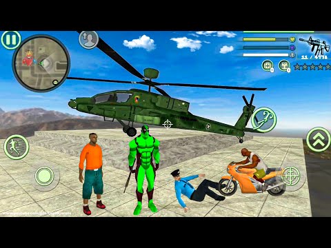 Green Deadpool Rope Hero Vice Town Crime Simulator #16 - New Military Helipad - Android Gameplay