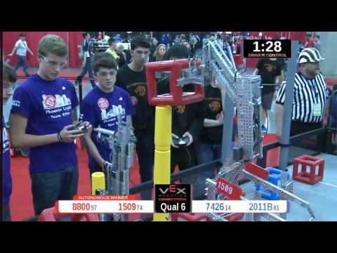 2015 VRC Engr Q6 - 8800 1509 vs 7426 2011B - 62 to 48 - VEX Worlds 2015 - Engineering Division