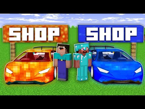 Minecraft NOOB vs PRO: NOOB OPENED HIS CAR SHOP VS PRO SHOP ! LAVA VS WATER CAR 100% trolling