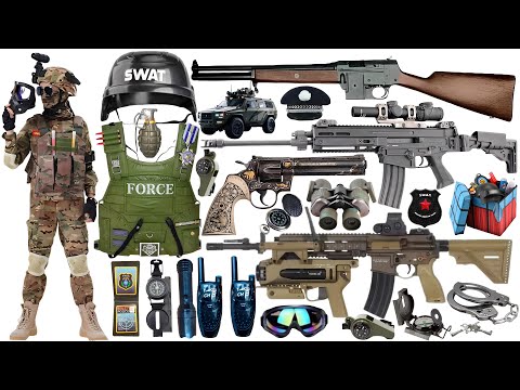 Special Forces military toy gun set unboxing, Shotgun, submachine gun, tactical helmet, gas mask