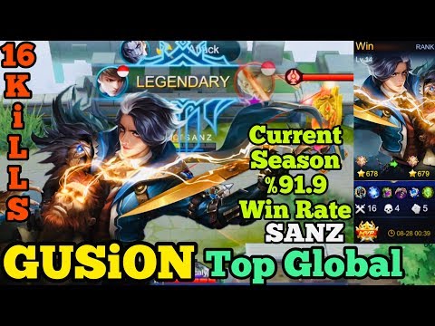 %91 Win Rate / Top Global Gusion gameplay by SANZ / Top Global Gusion Best build / Mobile legends