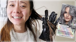 TRIED TO DYE MY HAIR SILVER | quarantine vlog