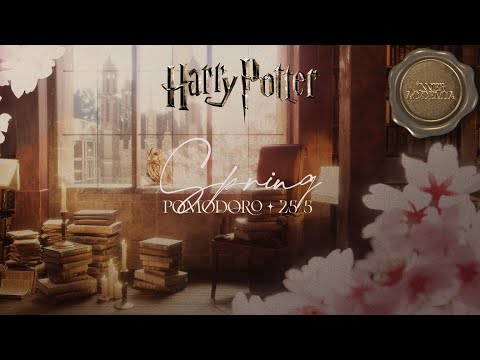 Spring Study at the Hogwarts Library🌸˖°Pomodoro 25/5 ✨2 hours🕯️Harry Potter inspired