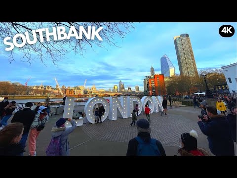 The Most Beautiful & Romantic Walk in London - SOUTHBANK "Queen’s Walk" 🚶‍♂️ | 4K | England | UK