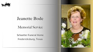 Jeanette Bode - Funeral Service