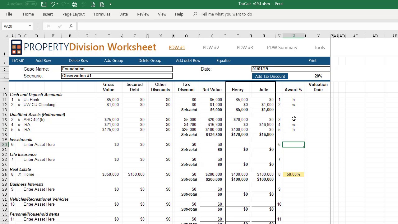 Property Division Worksheet