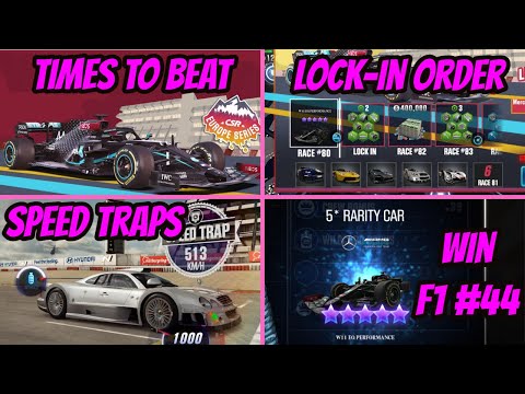 CSR2 | LEGENDS OF THE TRACK | Speed Traps Times to Beat & Tunes, Lock-In Order, Win F1 #44
