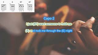 Give me One Reason by Tracy Chapman play along with scrolling chords &amp; lyrics simplified capo on 2
