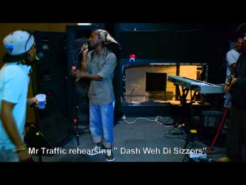 Mr Traffic rehearsing "Dash Weh You Sizzors", Frankie Paul on The Drums
