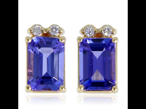 Cercei Stud Aur Galben 14 k Tanzanite Diamante Naturale - Rafinament si Stralucire