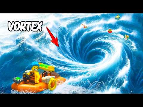 Lego Boats Sink Or Float in A Giant Whirlpool Hole? - Lego Vortex Experiment