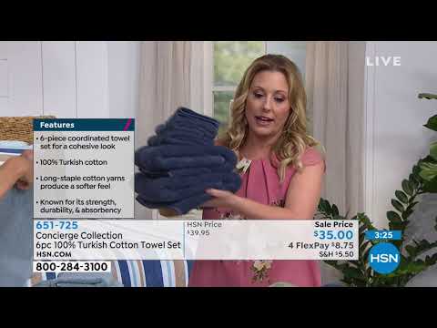 Concierge Collection 6piece 100% Turkish Cotton Towel Set