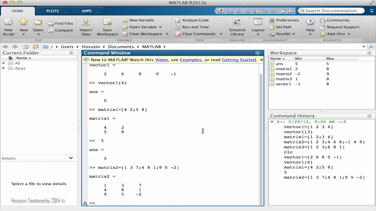 Learning MathLAB Programming x38 Introduction to Matrices