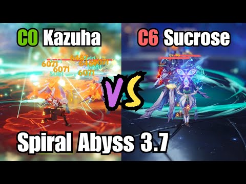 C6 Sucrose vs C0 Kazuha! Best Companion to fight Abyss Heralds - Spiral Abyss 3.7