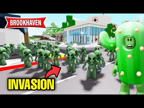 CACTUS VS. THE MILLION ALIEN INVASION OF BROOKHAVEN! ROBLOX - BROOKHAVEN RP