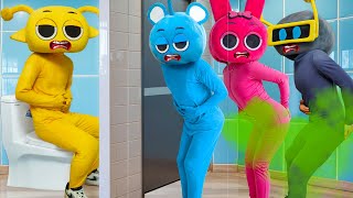 Toilet Explosion 🤣 Simon Trolls Pinki, Funbot & Sky Super Hard | Incredibox Sprunki In Real Life