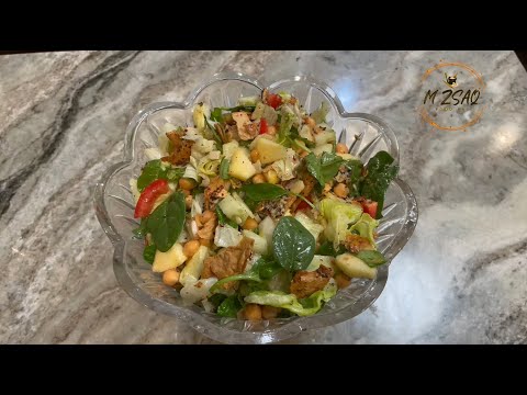 Fattoush Salad Recipe | طريقه تحضير الفتوش | Lebanese Fattoush Recipe #mzsaq #easyrecipe #fattoush