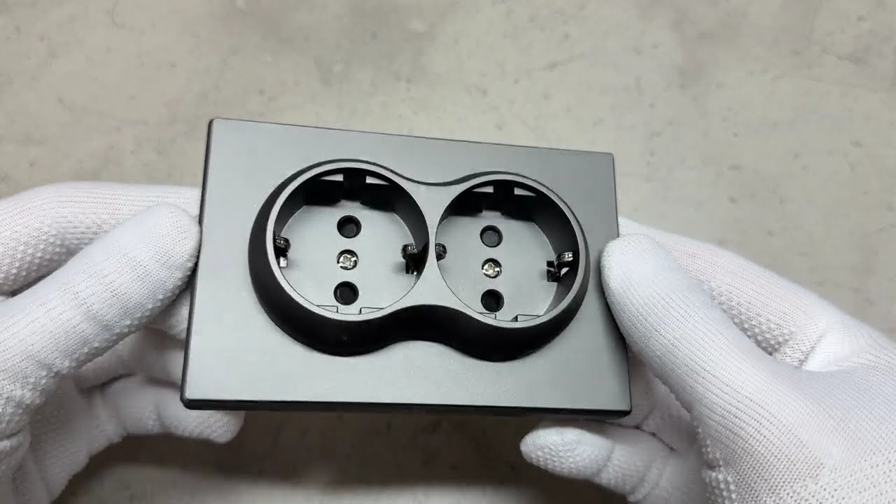 Розетка подвійна із заземленням сірий графіт VIDEX NOTA (VF-NT-SK2G-GR)