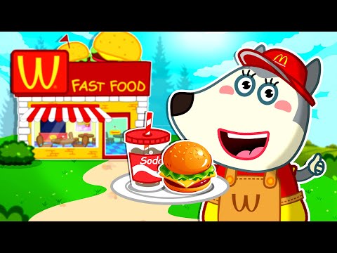Mommy Wolf Got Her First Job at Mc Donald | Series About Mommy Wolf Family | Cartoon for Kids