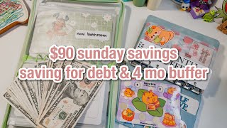 $90 savings challenge cash stuffing | sunday savings october 3 | #savingschallenges